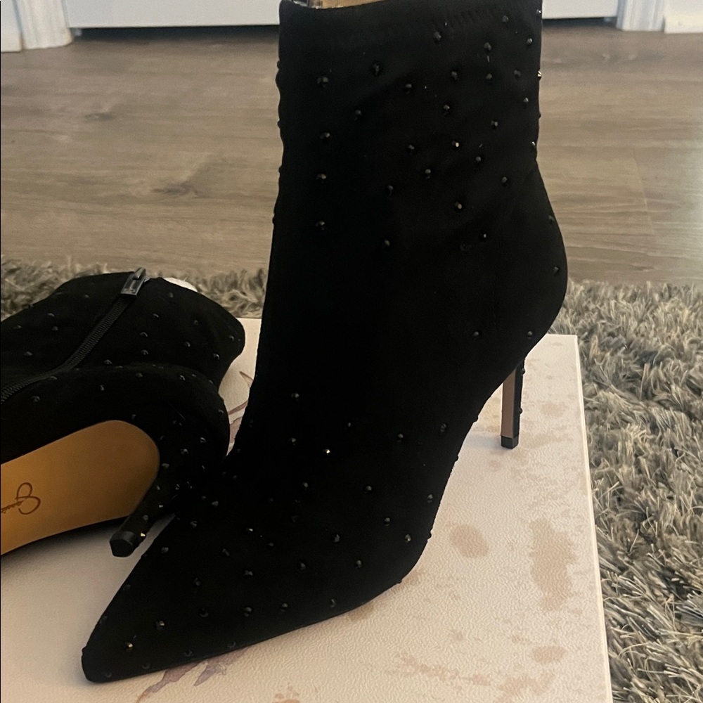 Jessica Simpson Black Studded Heeled Boots - Picture 4 of 6